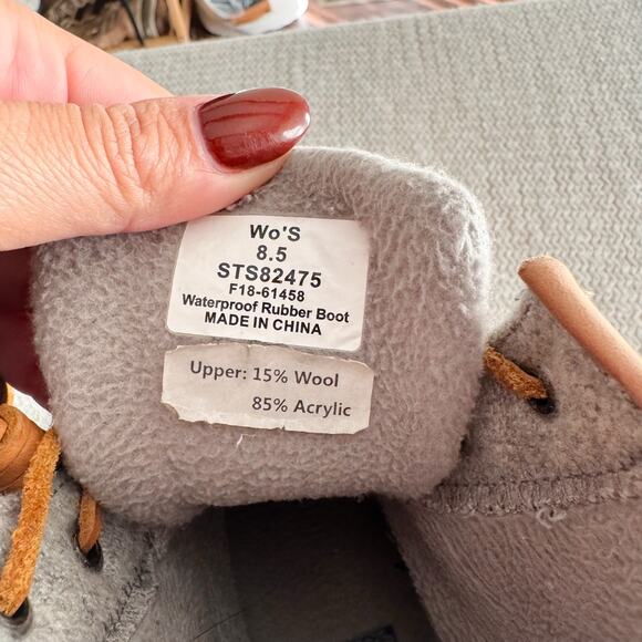 Sperry Grey Wool Quilted Saltwater Duck Boots Size 8.5 Snow Boots Outdoor - Picture 9 of 12